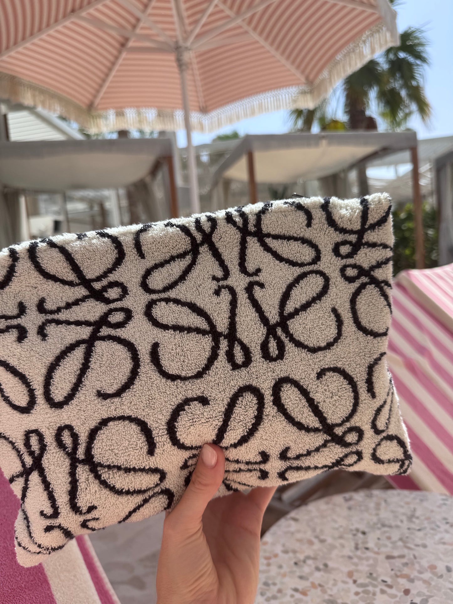 The Coco Pouch - the white one with the navy anagram