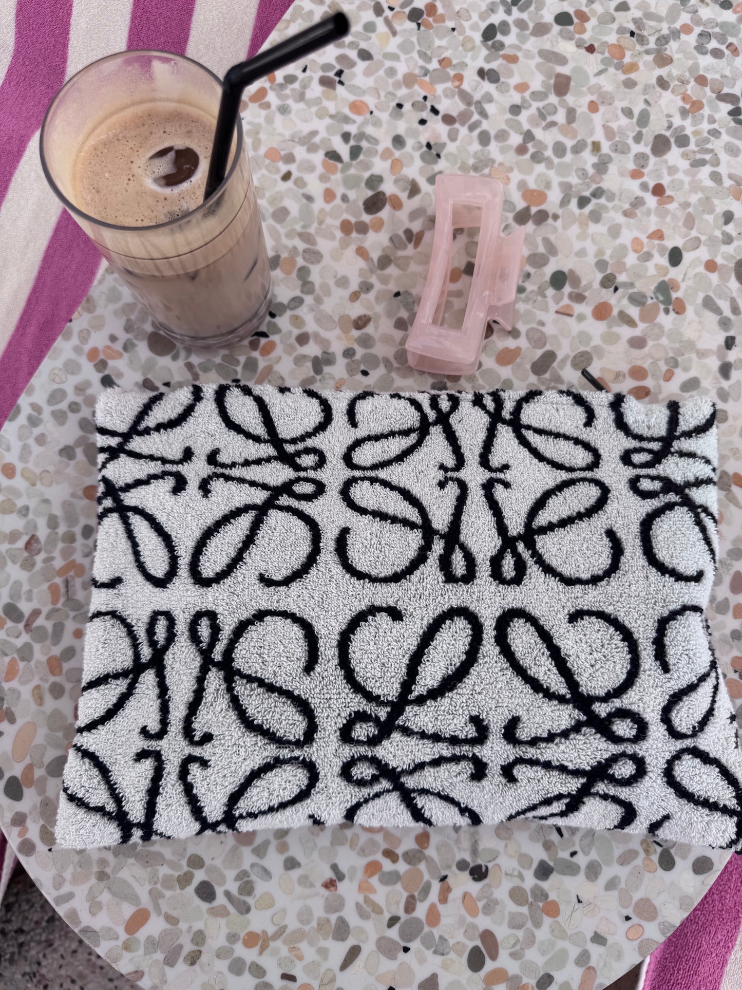 The Coco Pouch - the white one with the navy anagram